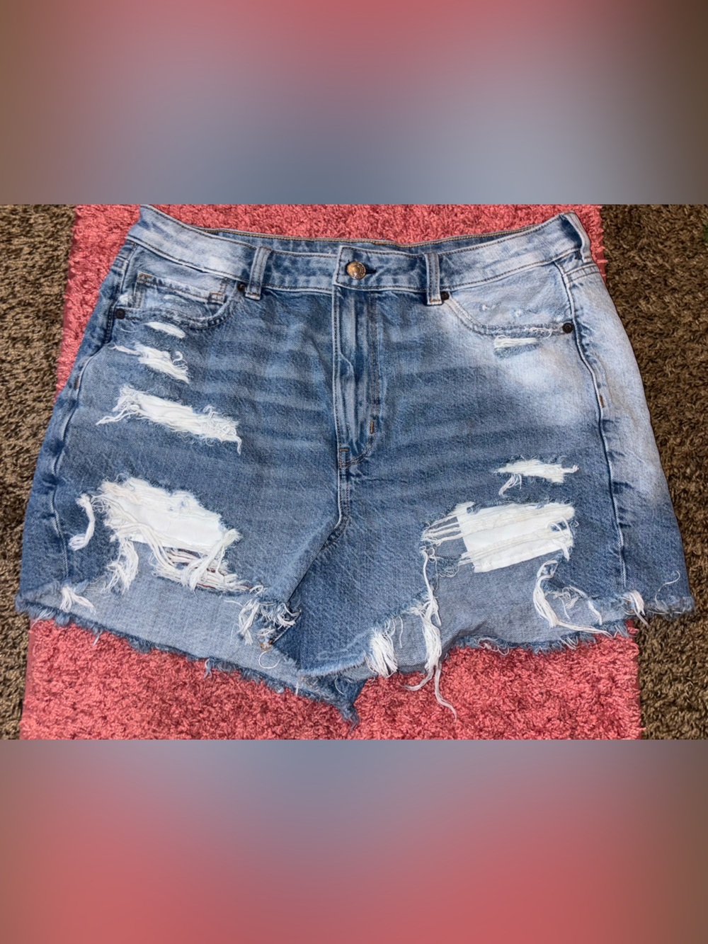 American Eagle Outfitters Light Blue Distressed Denim Shorts